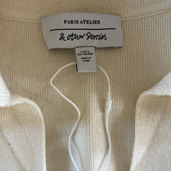 Paris Atelier & Other Stories Relaxed Collar Sweater NWOT Intarsia Knit Stripe - Picture 3 of 10